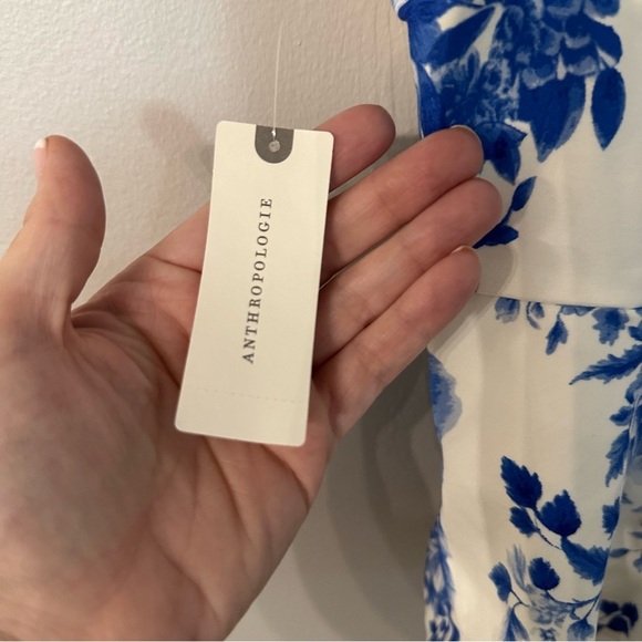 Maeve by Anthropologie Women’s Square Neck Peplum Floral Blue Tank Top Sz XL NWT - Picture 3 of 10